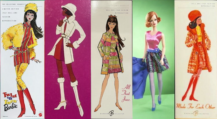 Box art from: Smasheroo (1997), Red White and Warm (2007), All That Jazz (2005), and Made For Each Other (2006). In addition, Mattel product photo of Nite Lightning (2006).