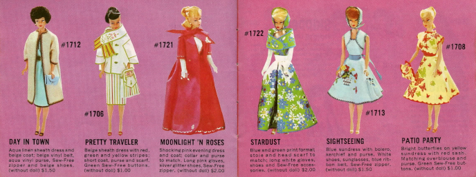 Continuation of the previous image. In this spread are Day in Town, Pretty Traveler, Moonlight 'n Roses, Stardust, Sightseeing and Patio Party.